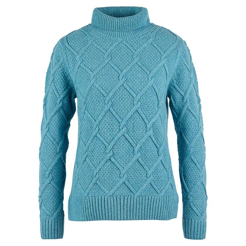 Barbour Burne Ladies Roll Neck Jumper - Dewdrop Nylon Fabric Polyester Fabric Spandex Fabric