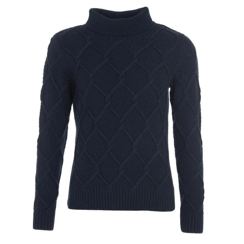 Barbour Burne Ladies Roll Neck Jumper - Navy Velvet Chenille Corduroy