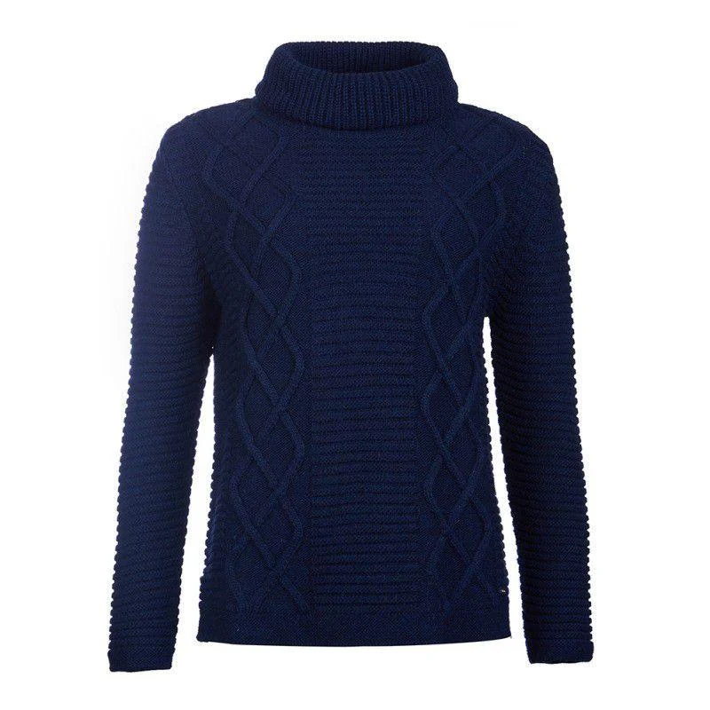 Barbour Ladies Alpaca Mix Court Roll Collar Knit Jumper - Navy Fitted Loose Oversized