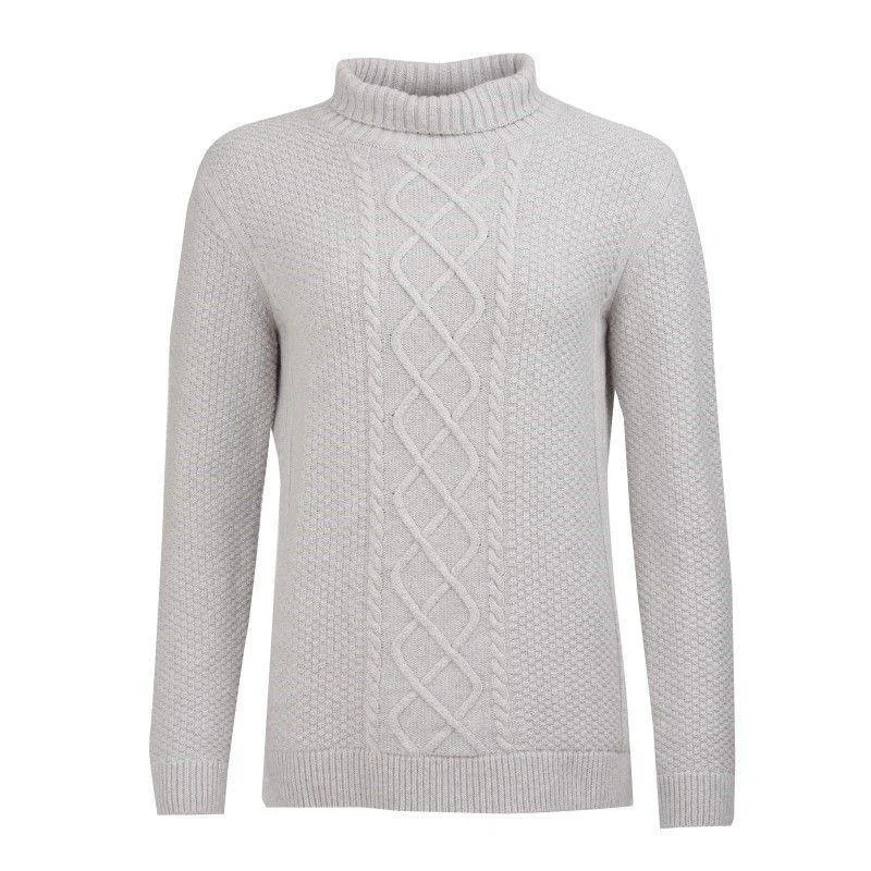 Barbour Ladies Leith Roll Collar Merino Cashmere Mix Jumper - Light Grey Marl Mesh Sweater Canvas Denim