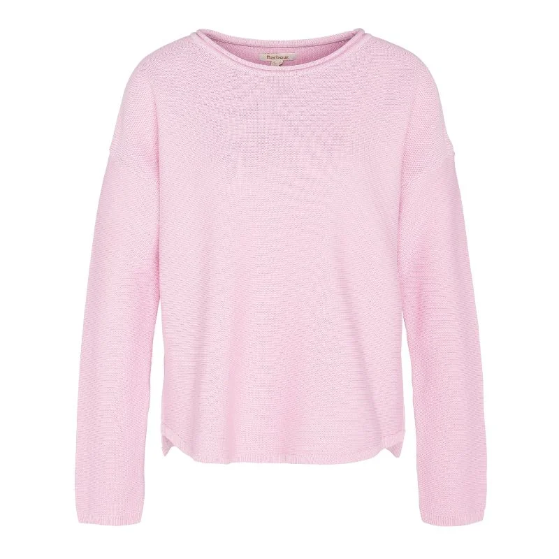 Barbour Marine Ladies Knitted Jumper - Mallow Pink Zippered Buttoned Snapped