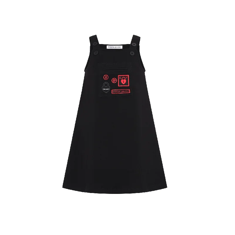 Black Multipatch Jumper Terry Blend Velvet Blend Canvas Blend