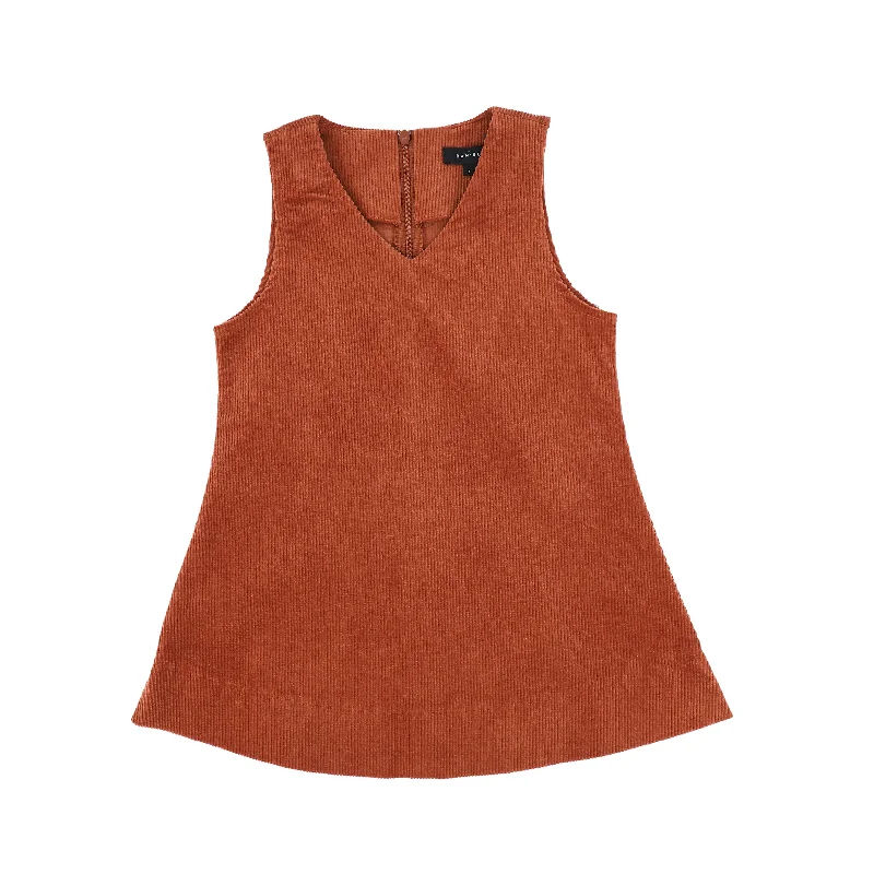 Corduroy swing rust v-neck jumper by Bamboo Glossy Satin Silk