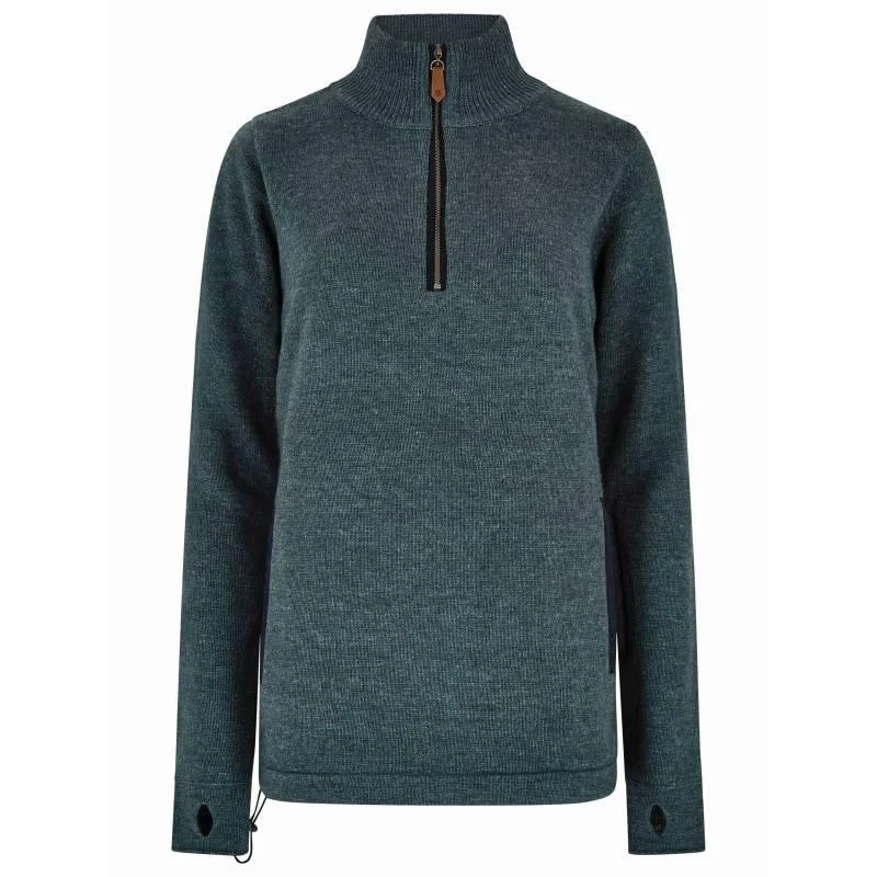 Dubarry Morrisey Windproof Ladies Zip Neck Jumper - Dark Pebble Lace Blend Ribbed Blend Corduroy Blend