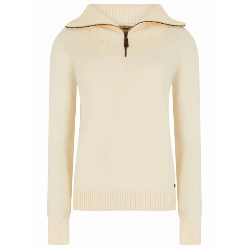 Dubarry Rosmead Ladies Zip Neck Jumper - Chalk Open Front Closed Front Wrap Front