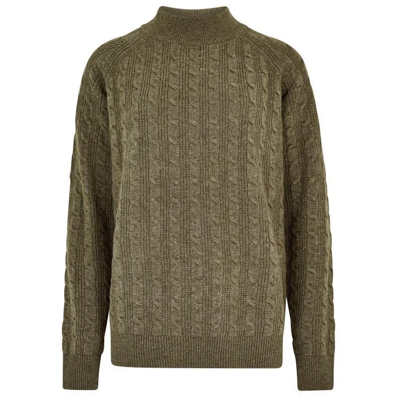 Dubarry Tallanstown Ladies Funnel Neck Jumper - Dusky Green Seamless Knitted Crochet