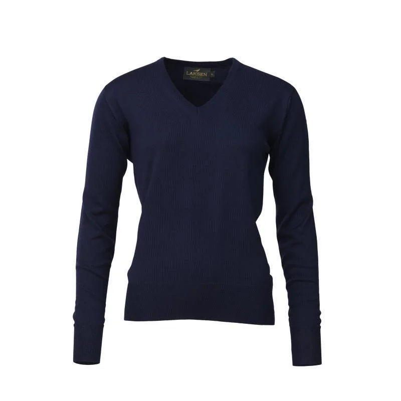 Laksen Essex V-Neck Merino Ladies Jumper - Navy Chenille Fabric Brocade Fabric Lace Fabric