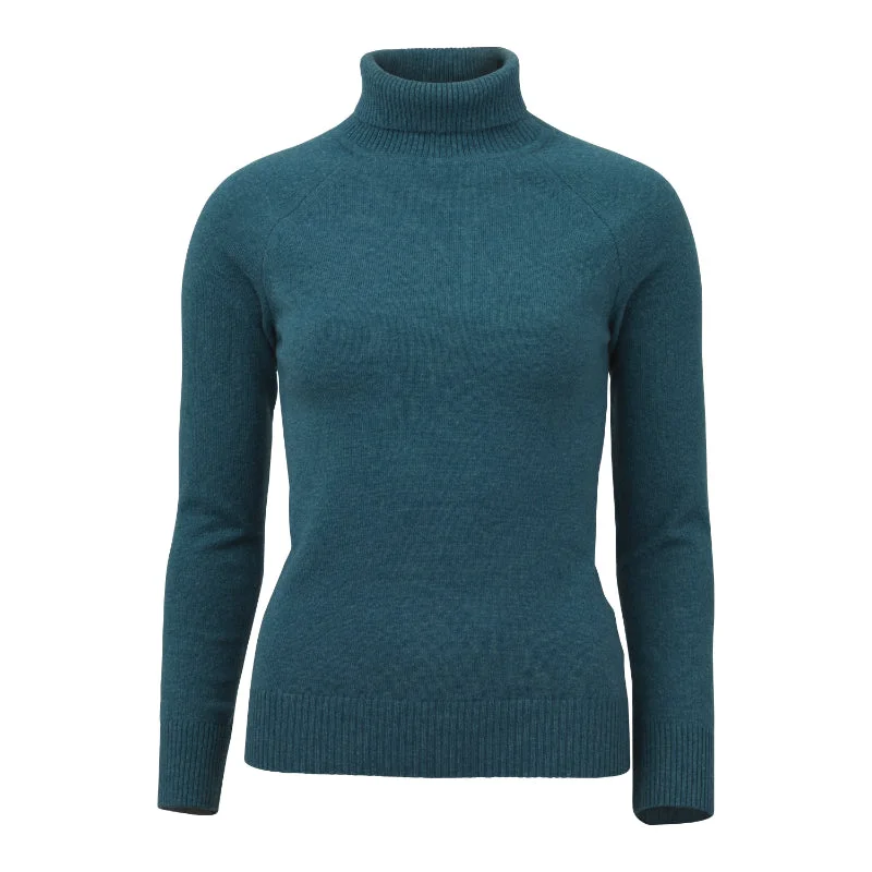 Laksen Kit Ladies Lambswool Cashmere Roll Neck Jumper - Deep Ocean Faux Fur Fabric Real Fur Fabric Shearling Fabric