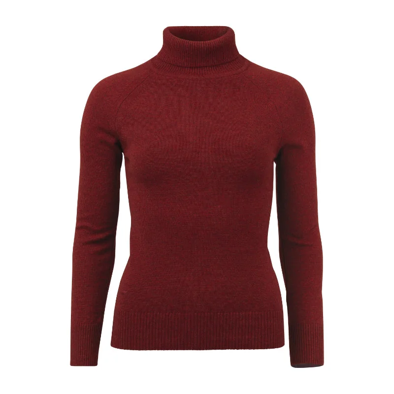 Laksen Kit Ladies Lambswool Cashmere Roll Neck Jumper - Old Red Terry Terry Cloth Terry Knit