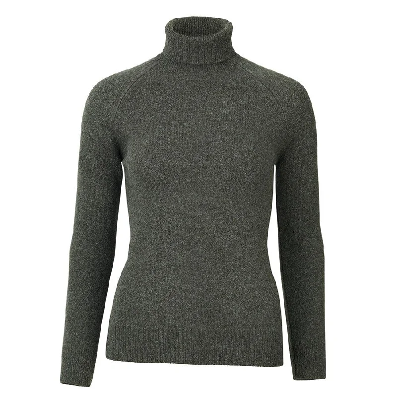 Laksen Westminster Ladies Lambswool Roll Neck Jumper - Loden Handmade Hand-knitted Hand-woven
