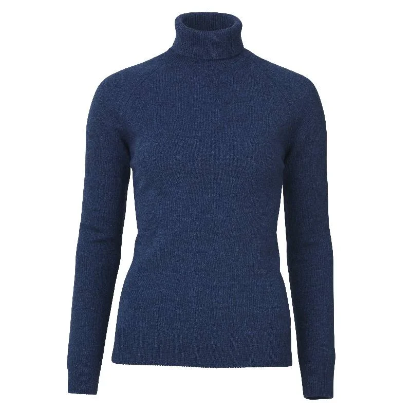 Laksen Westminster Ladies Lambswool Roll Neck Jumper - Midnight Elegant Classic Vintage