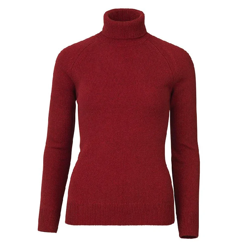 Laksen Westminster Ladies Lambswool Roll Neck Jumper - Wine Knit Fabric Woven Fabric Fleece Fabric