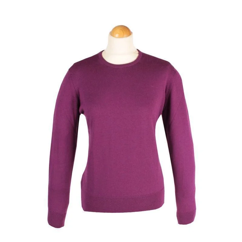 Peter Scott Ladies Merino Round Neck Jumper - Magenta Wool Fabric Cashmere Fabric Tweed Fabric