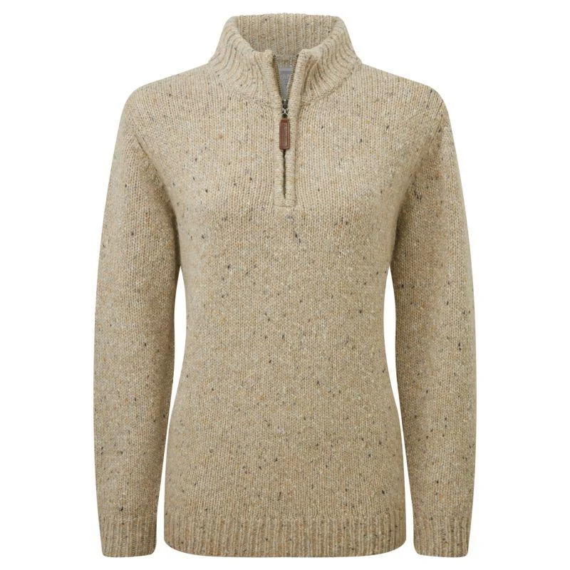 Schoffel Aviemore Alpaca Merino Mix 1/4 Zip Ladies Jumper - Oat Satin Fabric Silk Fabric Chiffon Fabric