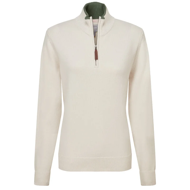 Schoffel Blair 1/4 Zip Ladies Jumper - Ivory Tailored Straight A-Line