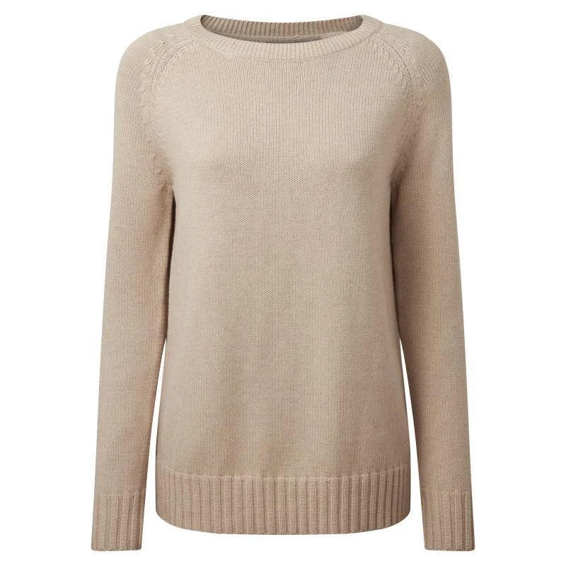 Schoffel Cornwall Cotton Crew Neck Ladies Jumper - Oat Thin Thick Dense