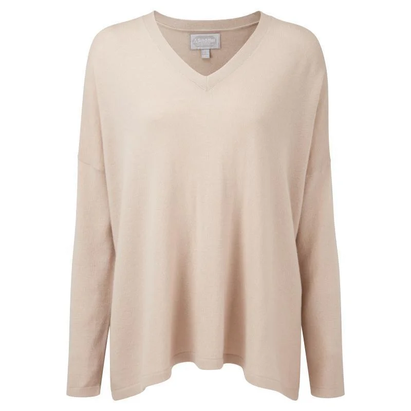 Schoffel Devon Merino Ladies Jumper - Oat Ribbed Striped Patterned