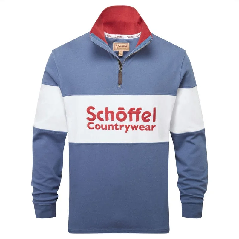 Schoffel Exeter Heritage 1/4 Zip Jumper - Stone Blue Solid Color Striped Floral Print Schoffel Exeter Heritage 1/4 Zip Jumper - Stone Blue Solid Color Striped Floral Print