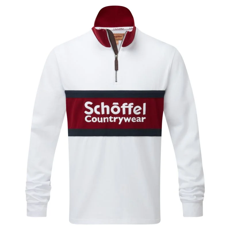 Schoffel Exeter Heritage 1/4 Zip Jumper - White Houndstooth Herringbone Solid