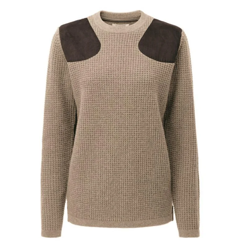 Schoffel Gairloch Ladies Lambswool Mix Jumper - Oatmeal Front Pockets Side Pockets Patch Pockets