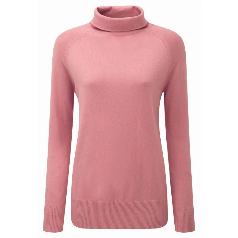 Schoffel Ladies Cotton Cashmere Turtle Neck Jumper - Rose Cable Knit Ribbed Knit Lace Knit Schoffel Ladies Cotton Cashmere Turtle Neck Jumper - Rose Cable Knit Ribbed Knit Lace Knit