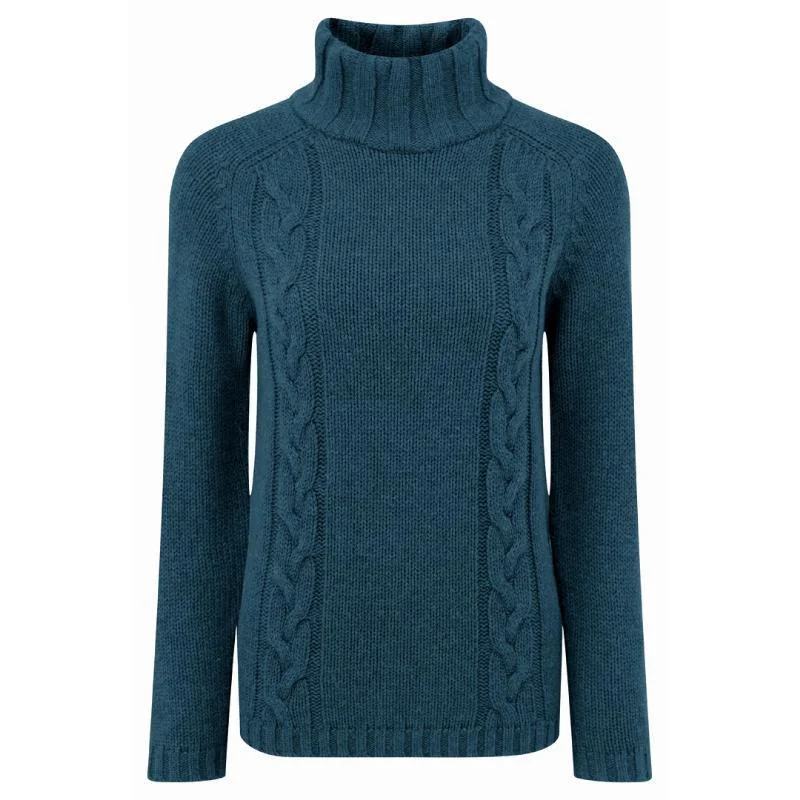 Schoffel Ladies Merino Cable Roll Neck Jumper - Kingfisher High Neck Crew Neck V-Neck Schoffel Ladies Merino Cable Roll Neck Jumper - Kingfisher High Neck Crew Neck V-Neck
