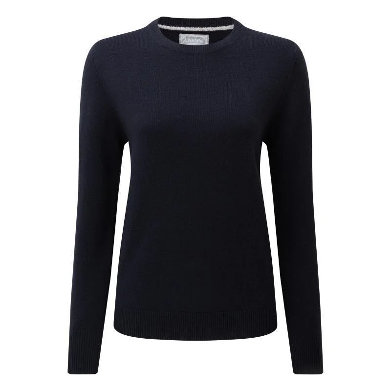 Schoffel Ladies Merino Crew Neck Jumper - Navy Fleece Sweater Nylon Polyester