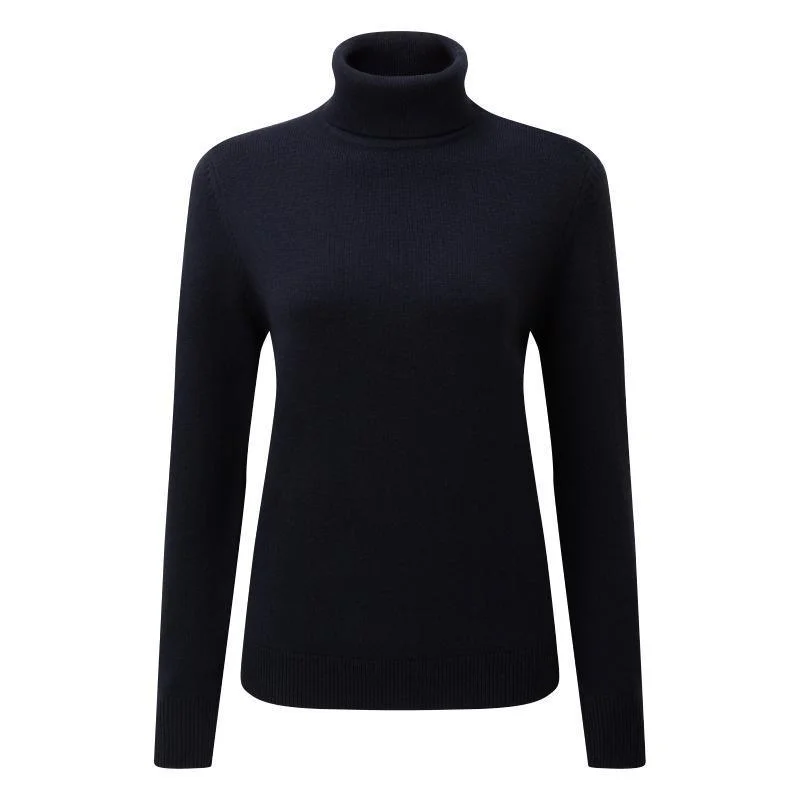 Schoffel Ladies Merino Roll Neck Jumper - Navy Satin Blend Silk Blend Wool Blend