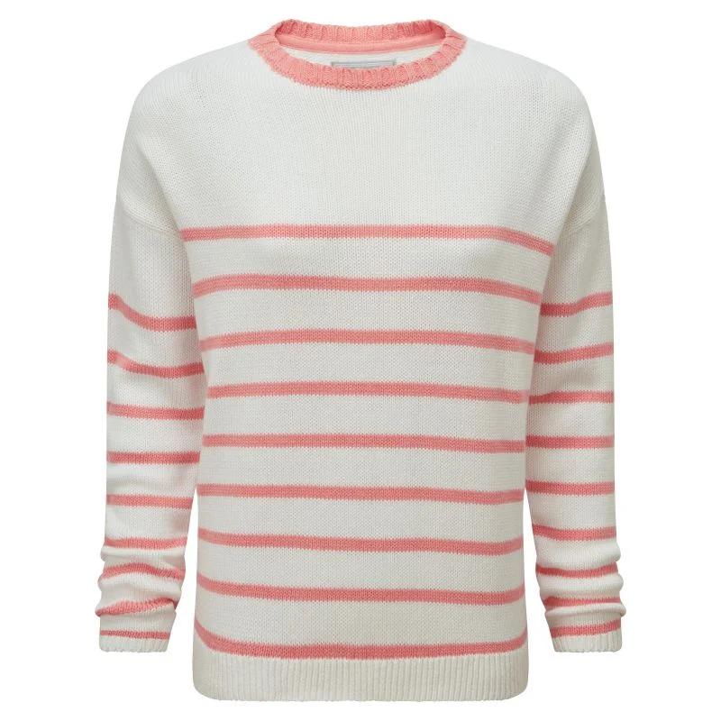 Schoffel Lee Bay Ladies Jumper - Soft White/Flamingo Plaid Sweater Polka Dot Checkered