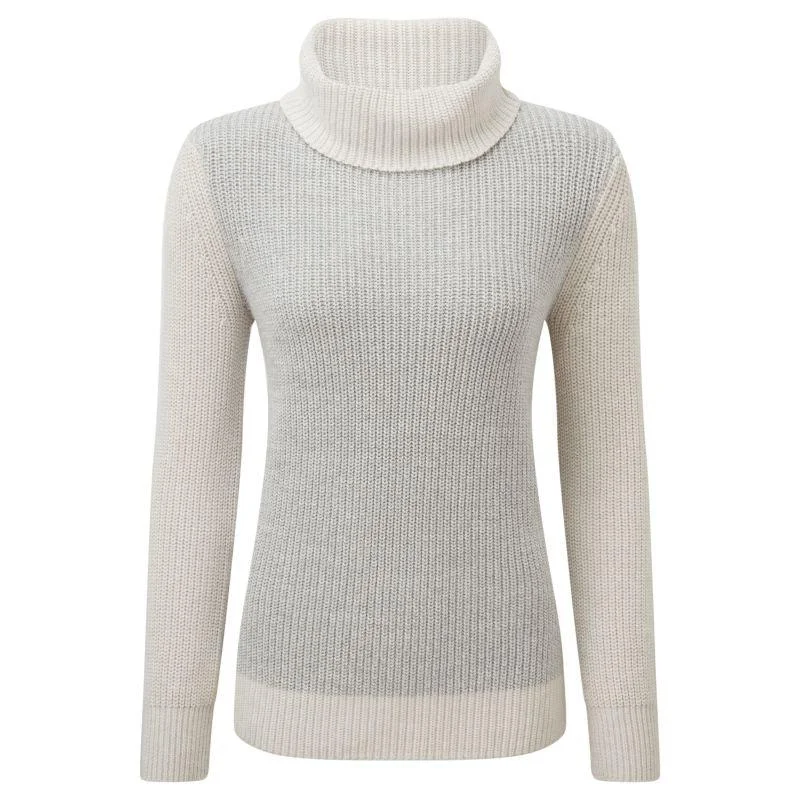 Schoffel Lowes Ladies Roll Neck Jumper - Ivory/Silver Real Fur Shearling Chenille