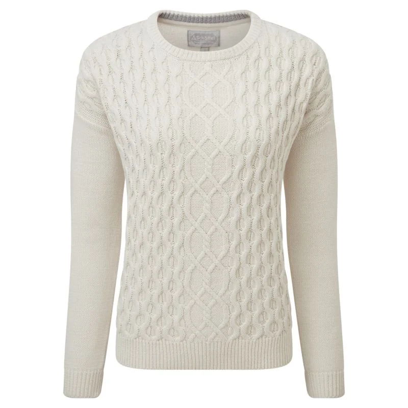 Schoffel Maree Ladies Crew Neck Jumper - Ivory Silk Blend Satin Velvet