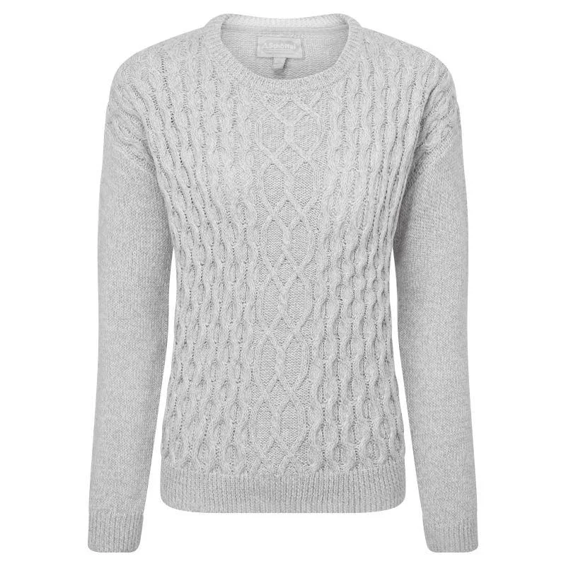 Schoffel Maree Ladies Crew Neck Jumper - Silver Tailored Straight A-Line