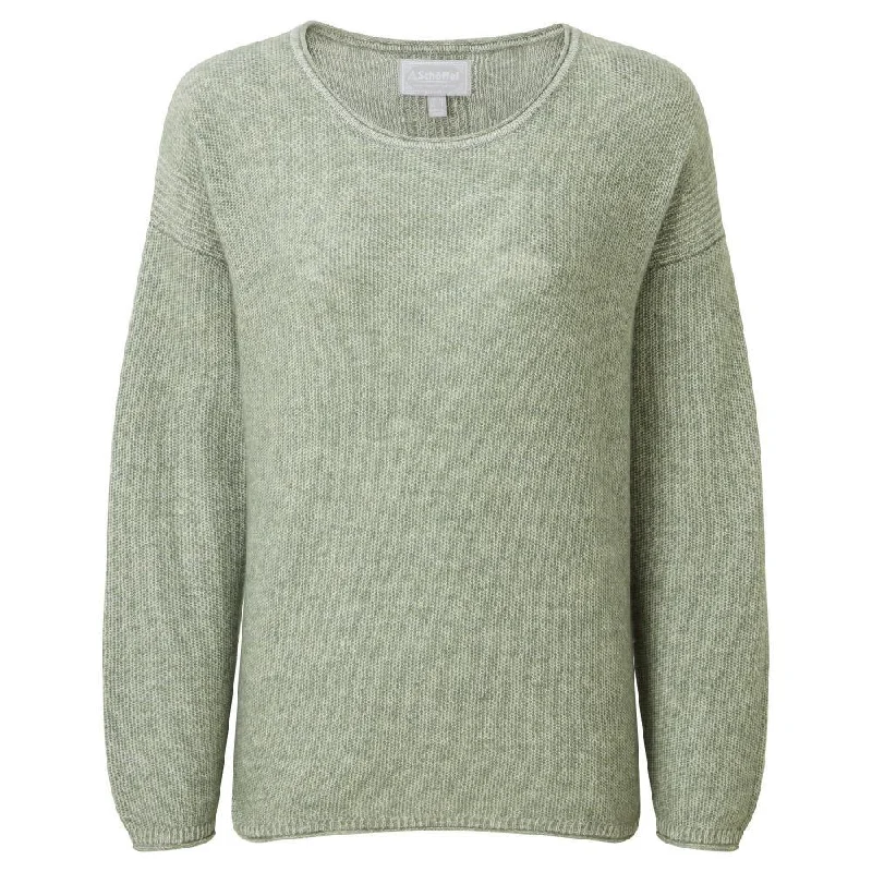 Schoffel Polzeath Alpaca Merino Ladies Jumper - Cedar Green Hooded Sweater Collared Sweater Shawl Collar