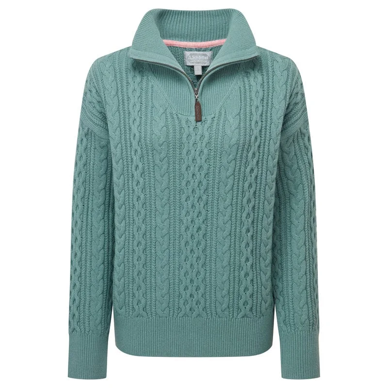 Schoffel Settle 1/4 Zip Ladies Jumper - Arctic Blue Fitted Slim Tailored