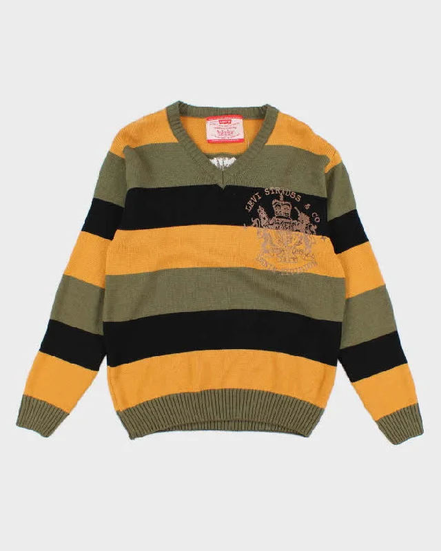 Womens Black and Yellow Striped Levi's Jumper - S Nylon Fabric Polyester Fabric Spandex Fabric