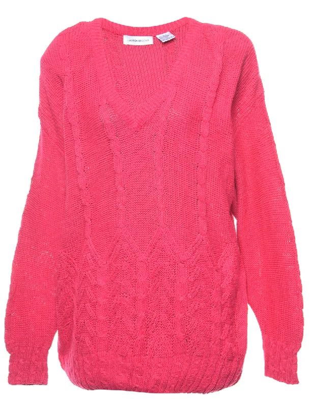 Cable Knit Jumper - L Wool Fabric Cashmere Fabric Tweed Fabric