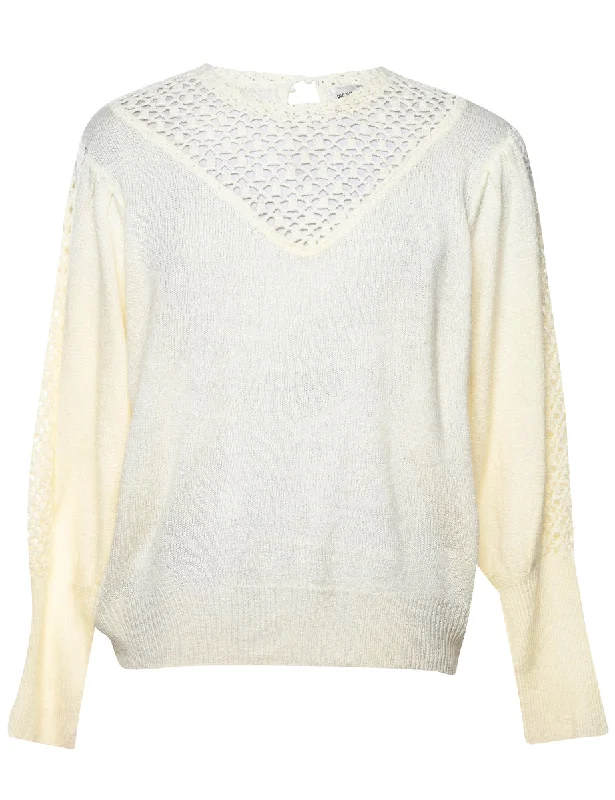 Off White Jumper - L Nylon Fabric Polyester Fabric Spandex Fabric