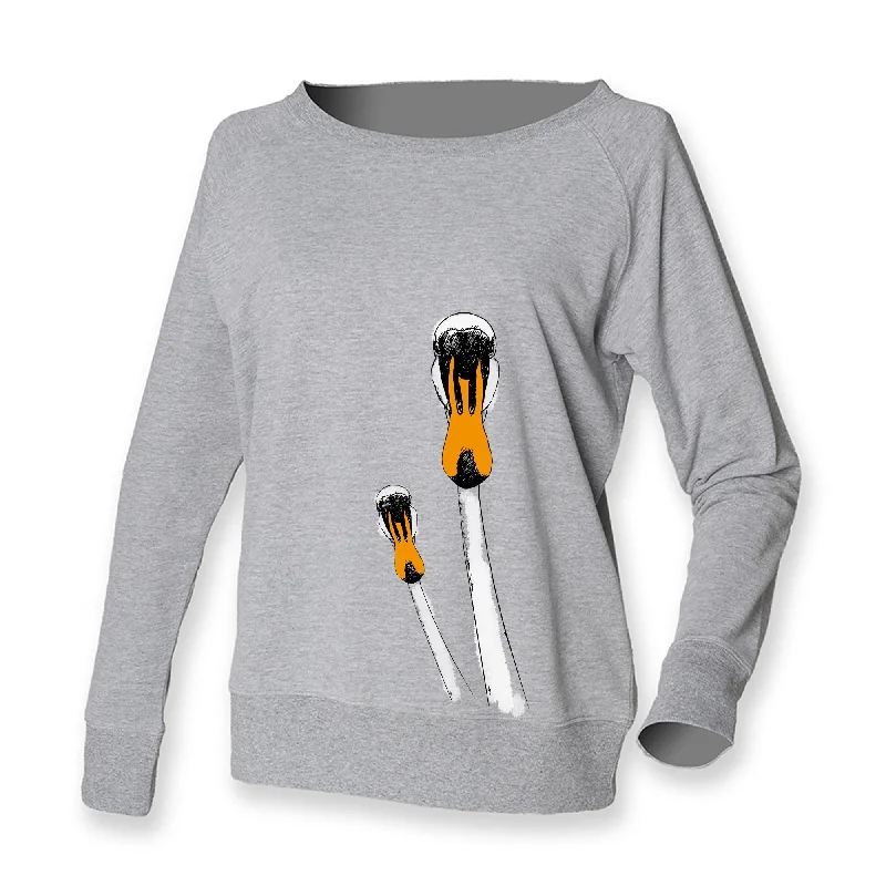 Curious swans jumper, grey Stylish Fashionable Trendy