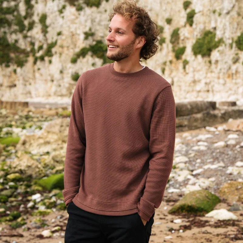 Men's Waffle Knit Jumper Satin Blend Silk Blend Wool Blend