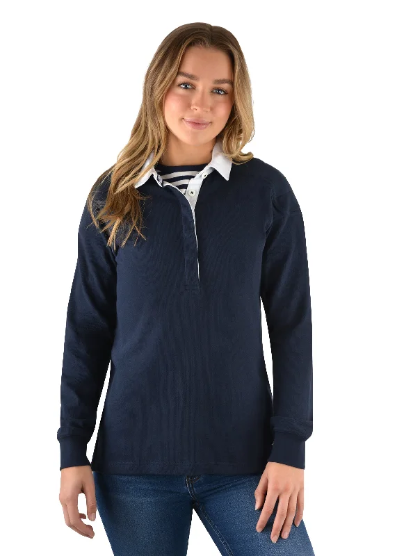 Navy Rugby Jumper Beaded Sweater Sequined Faux Fur