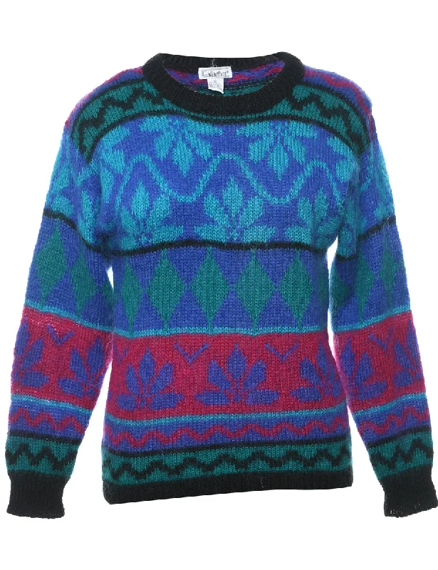 Patterned Jumper - S Plaid Sweater Polka Dot Checkered