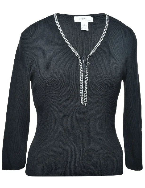 Quarter Zip Jumper - S Handmade Hand-knitted Hand-woven