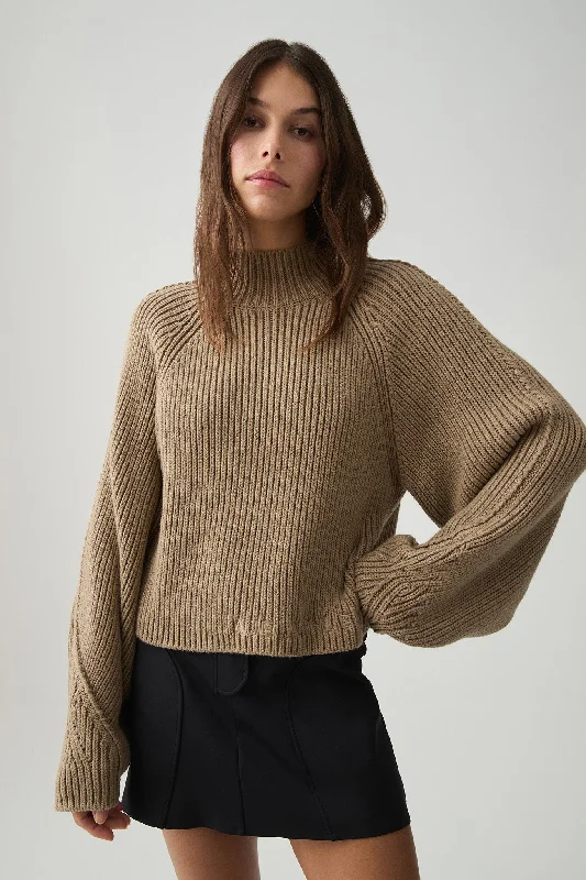 Raglan Knitted Jumper 457 Hooded Sweater Collared Sweater Shawl Collar