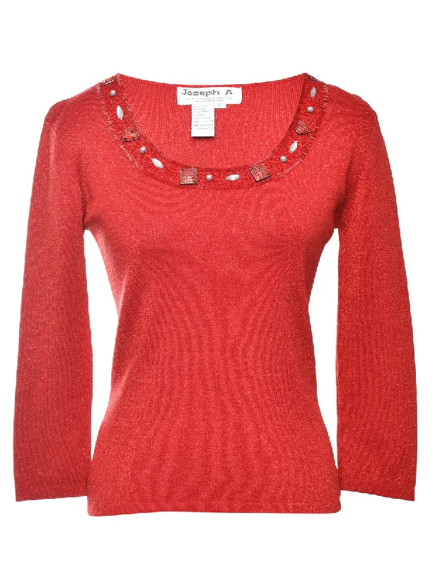 Red Party Jumper - S Hooded Sweater Collared Sweater Shawl Collar