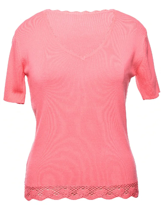 Salmon Pink Jumper - M Long Sweater Short Sweater Cropped Sweater