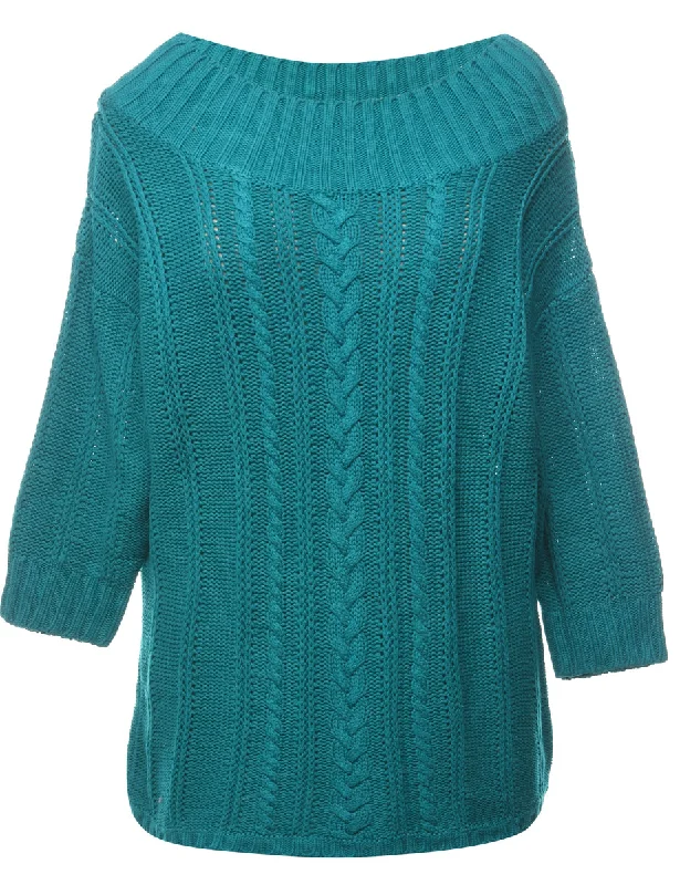 Teal Jumper - L Mesh Fabric Canvas Fabric Denim Fabric