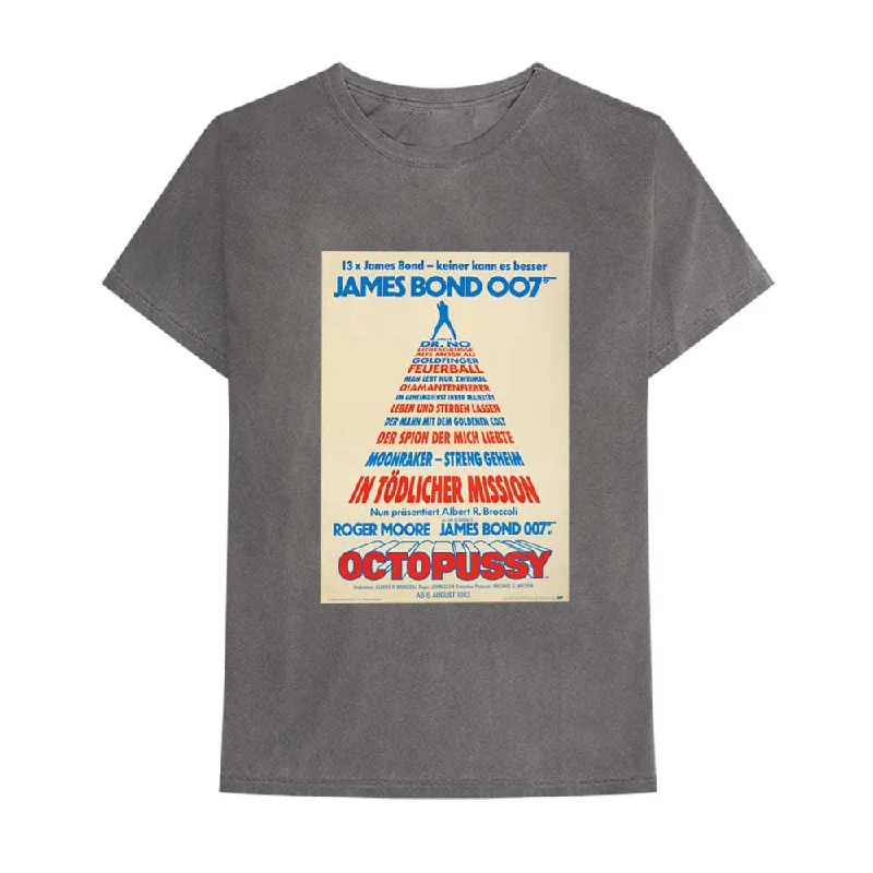 James Bond 007 | Official Band T-Shirt | Octopussy German Poster Embroidered Appliqued Beaded James Bond 007 | Official Band T-Shirt | Octopussy German Poster Embroidered Appliqued Beaded