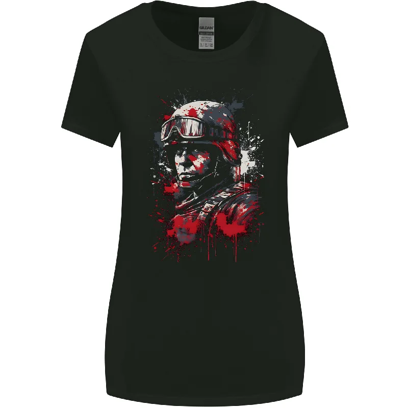 An American Soldier USA Army Marine Womens Wider Cut T-Shirt Fitted T-Shirt Seamless Stretchy