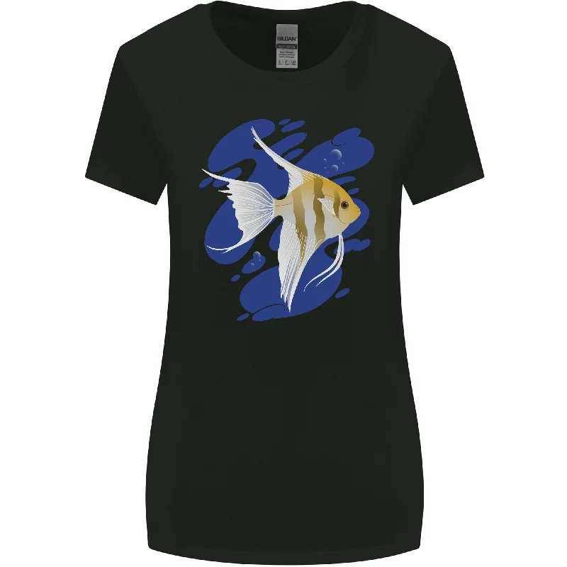 An Angel Fish in the Ocean Womens Wider Cut T-Shirt Collared Crew Neck Turtle Neck