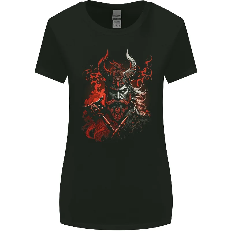 An Artistic Fantasy Viking Warrior Womens Wider Cut T-Shirt Silk Blend Satin Velvet